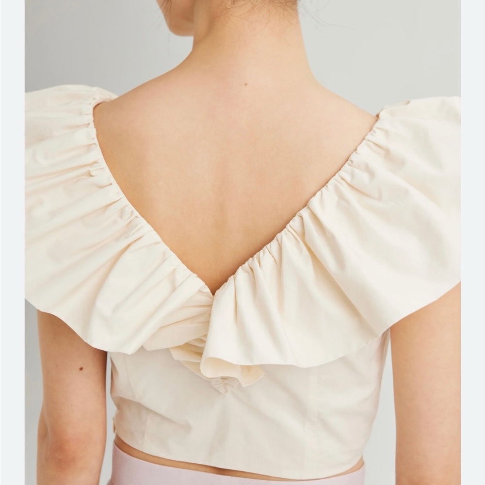 Johanna Ortiz Cream Ruffle Blouse